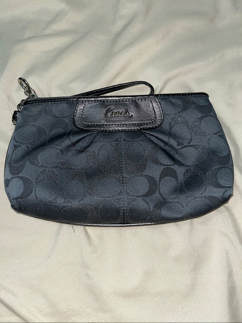 VTG Coach Sparkle C Signature Wristlet with Leather Trim